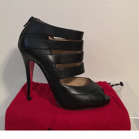 red bottom open toe shoes